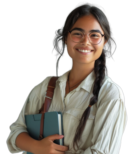 La studentessa guarda con orgoglio la fotocamera dopo aver ottenuto il suo certificato ufficiale di lingua C2 grazie a coLanguage.